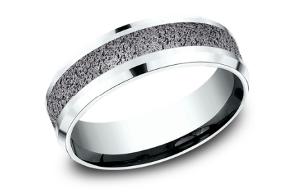 7mm MASON 14KW Gold Band with Concrete Textured Tantalum Center