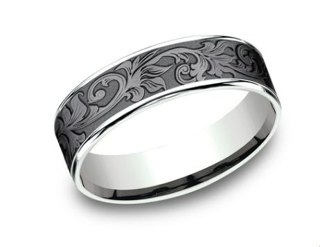 6.5mm PRINCE Vintage Script Band in 14KW/ Tantalum