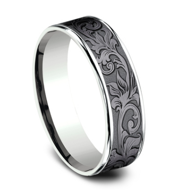 6.5mm PRINCE Vintage Script Band in 14KW/ Tantalum