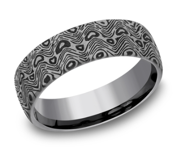 THE WAVE - 6.5mm Comfort Fit Tantalum Wedding Band with Unique Tamascus Design