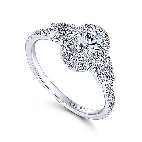 Gabriel & Co Adore 14K White Gold Oval Diamond with Halo Engagement Ring