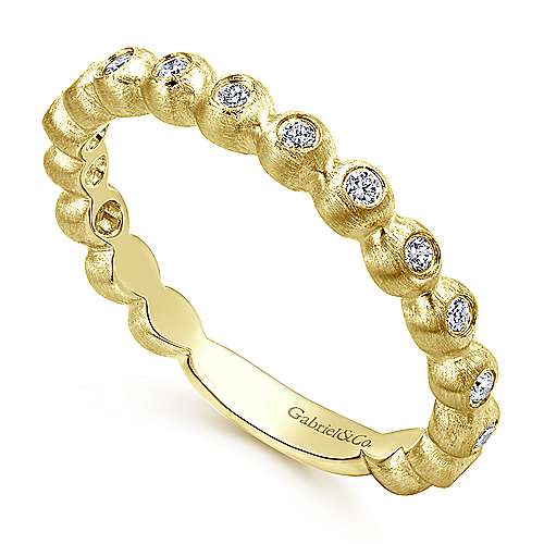 Gabriel & Co Stackable Brushed Metal Diamond Ring