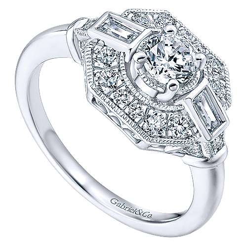 Gabriel & Co Adore Vintage Octagon-Shaped with Round Center Diamond Engagement Ring