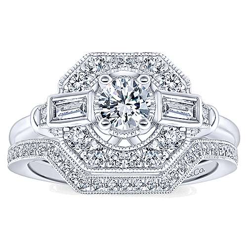 Gabriel & Co Adore Vintage Octagon-Shaped with Round Center Diamond Engagement Ring