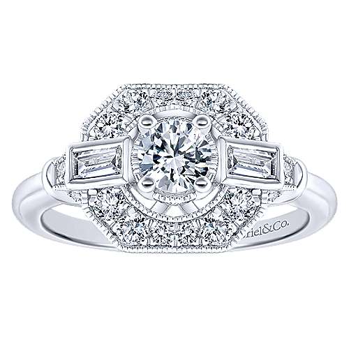 Gabriel & Co Adore Vintage Octagon-Shaped with Round Center Diamond Engagement Ring