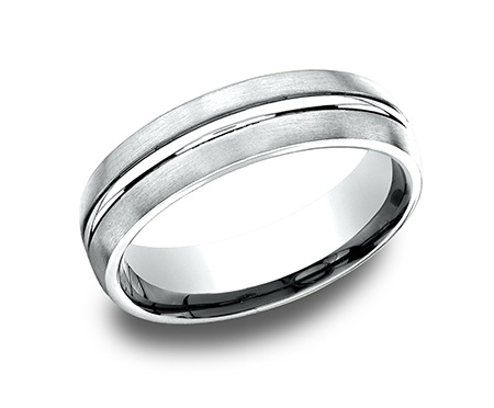 6.5mm 14K Light Comfort Fit Wedding Band w/ Center Cut & Satin Finish