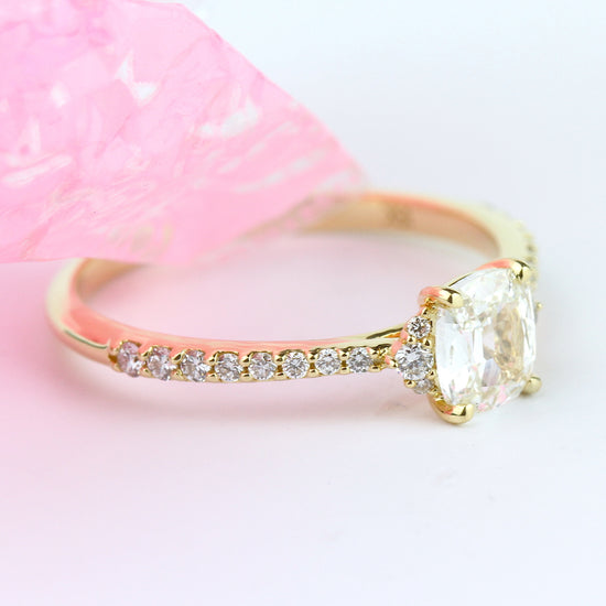 14k Yellow Gold Rose Cut Engagement Ring