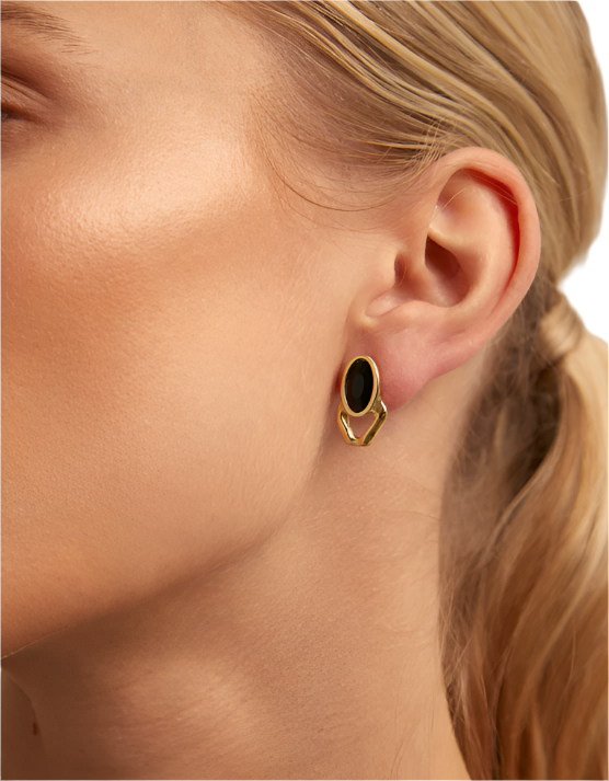 Retired THE QUEEN Earrings in Black/Gold
