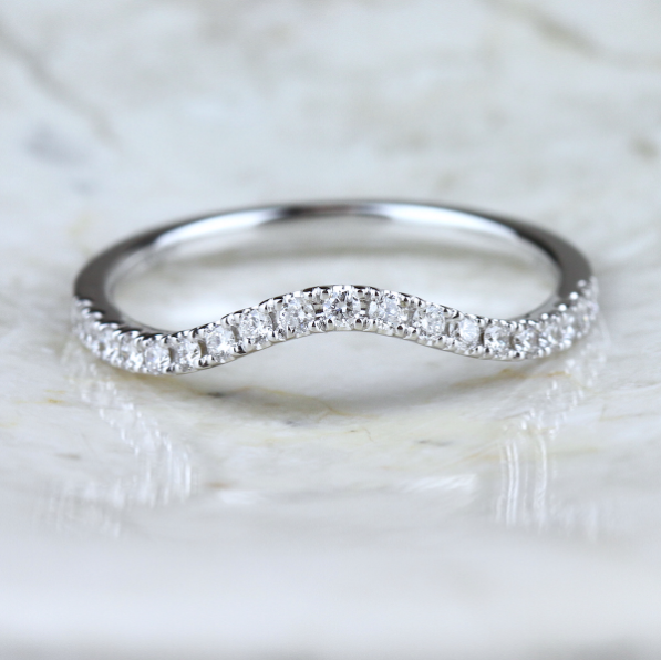 14K White Gold Contoured Diamond Band 1/5 ct.