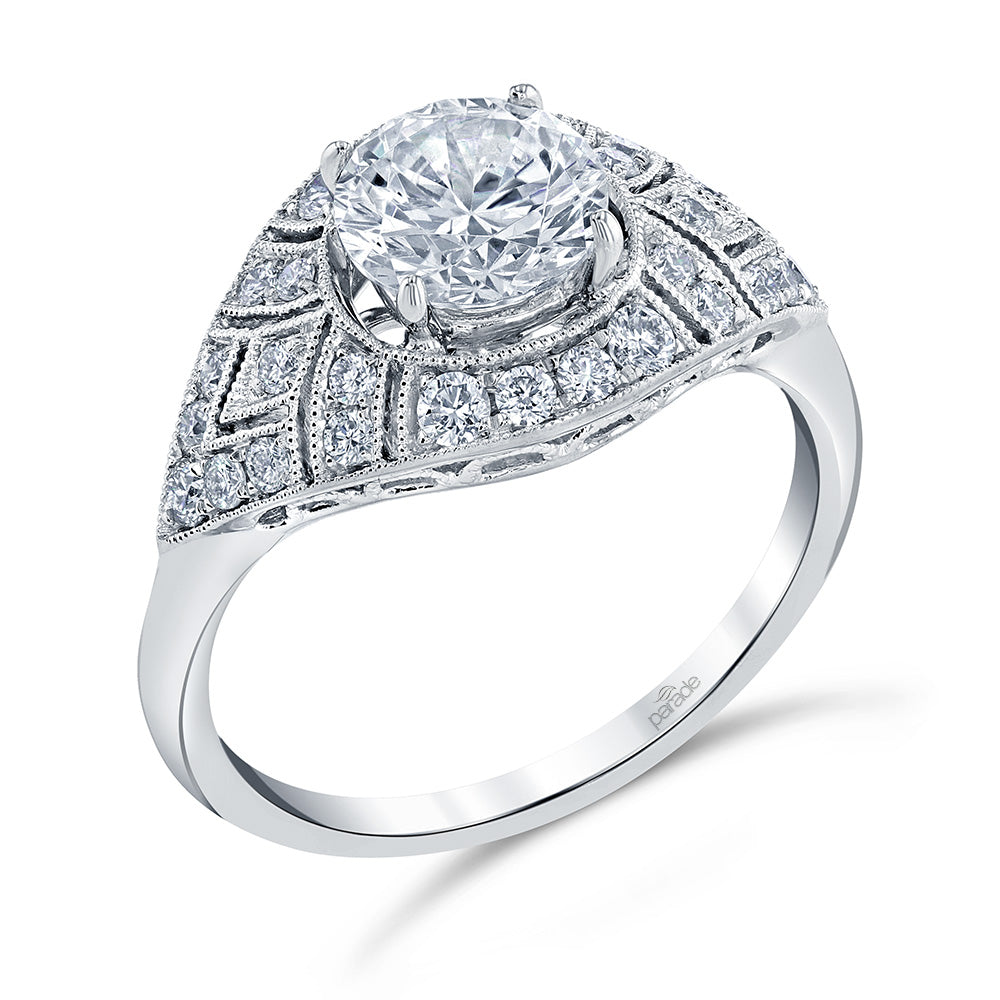 14k White Gold Art Deco Semi-Mount