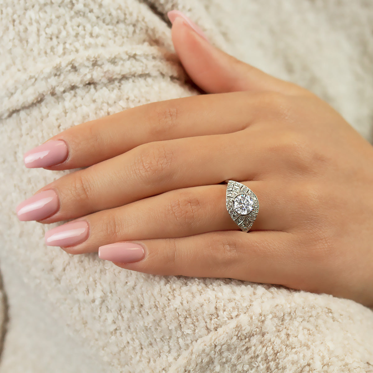 14k White Gold Art Deco Semi-Mount