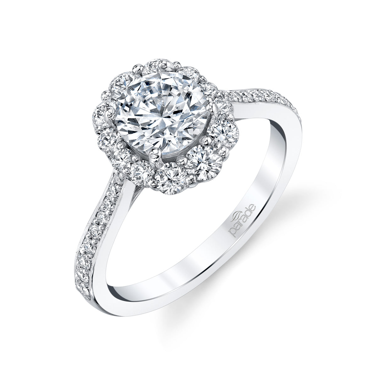 14KY Semi-Mount Solitaire Engagement Ring with Elongated Halo