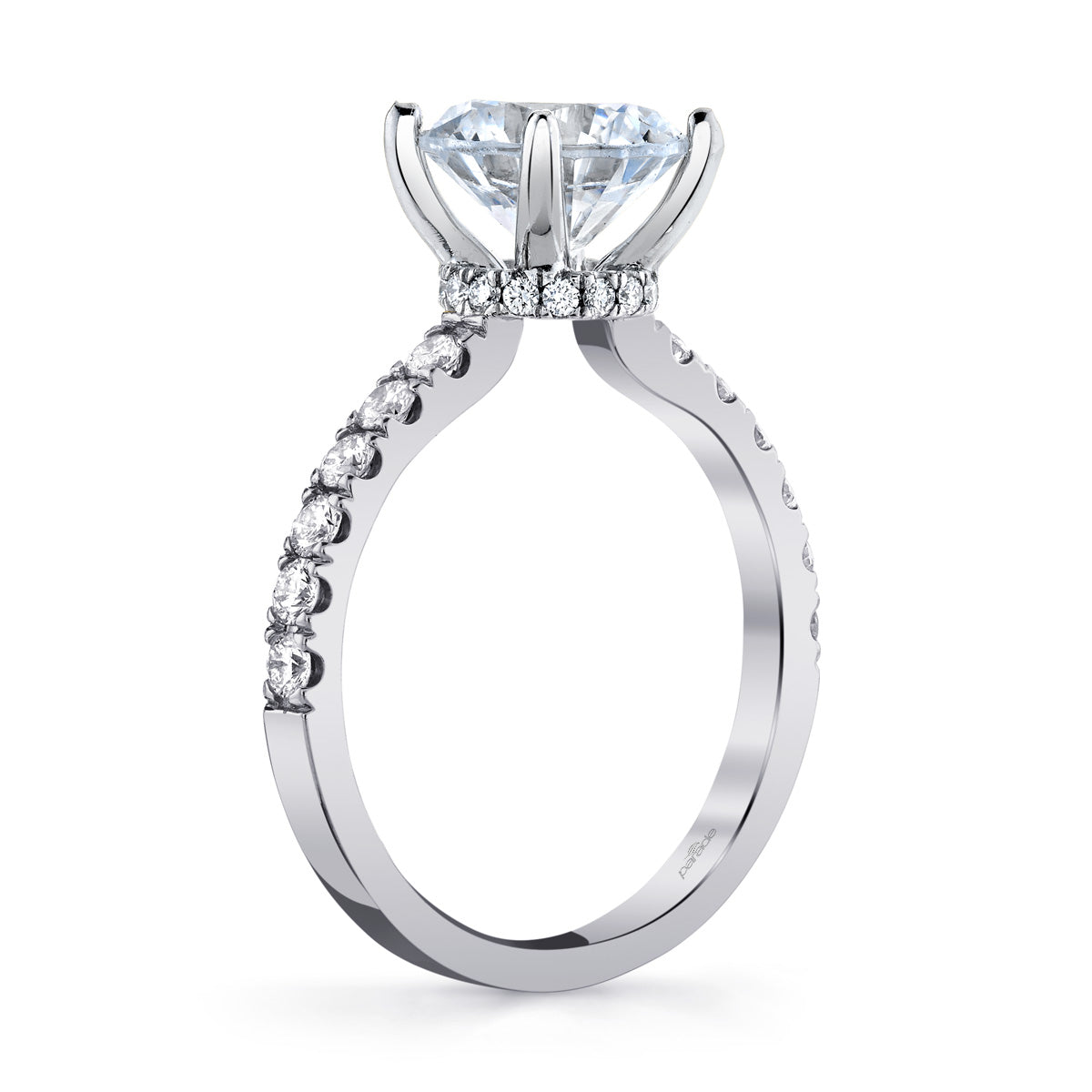 14K White Gold Semi-Mount Engagement Ring w/ Hidden Halo