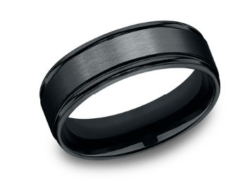7mm WASHINGTON Black Cobalt Band with Cut Edges