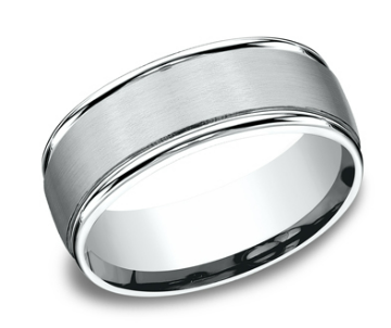 8mm WASHINGTON 14KW Gold Band with Satin Center