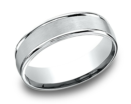 6.5mm ARCADIA 14KW Gold Band with Satin Center/ Round Edges