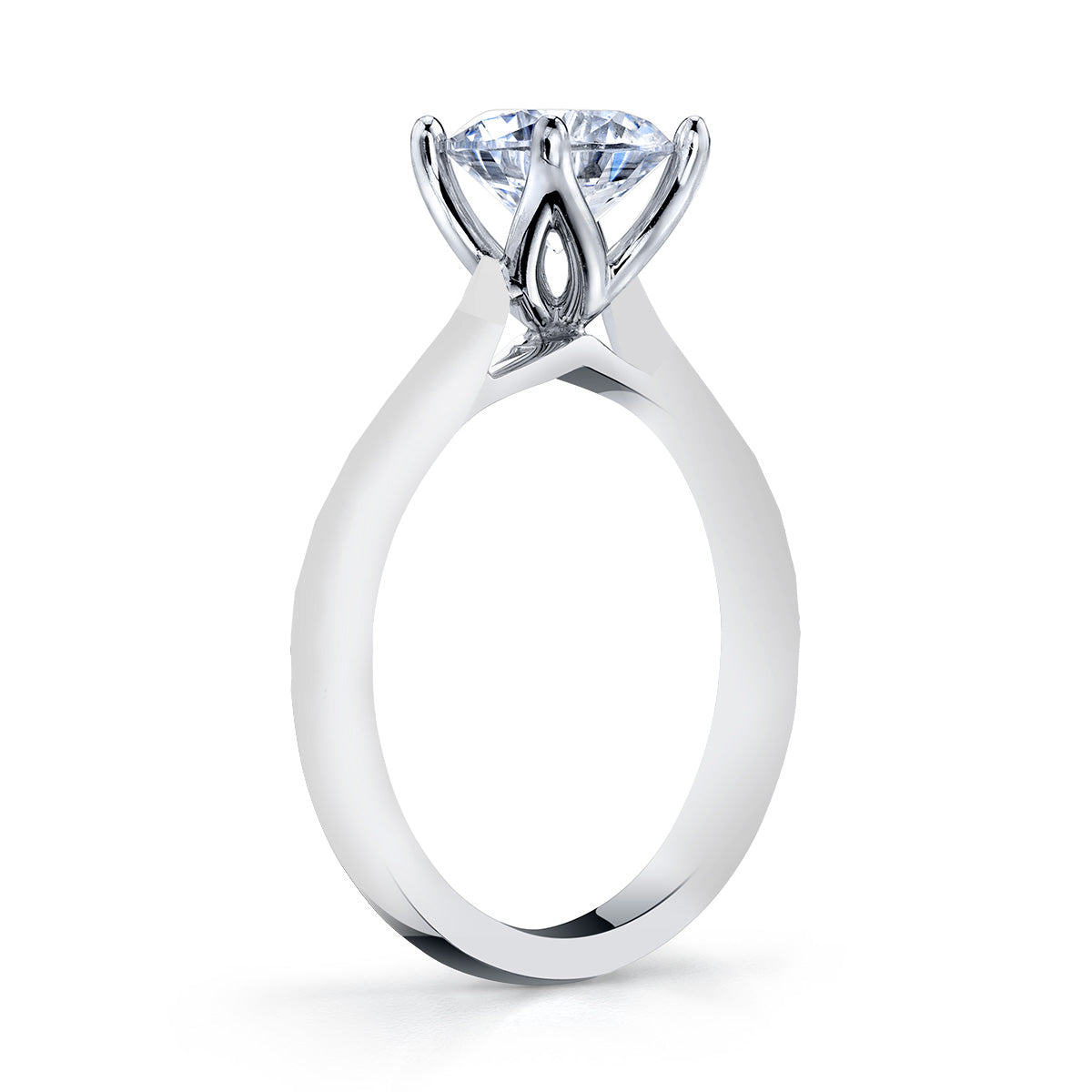 14k White Gold Open Petal Solitaire Semi-Mount Engagement Ring