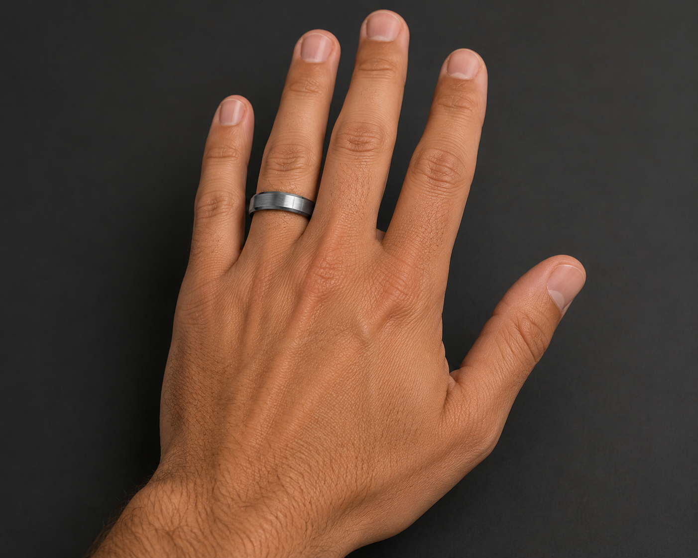 6mm Grey Tantalum Band with Satin Center and Beveled Edges