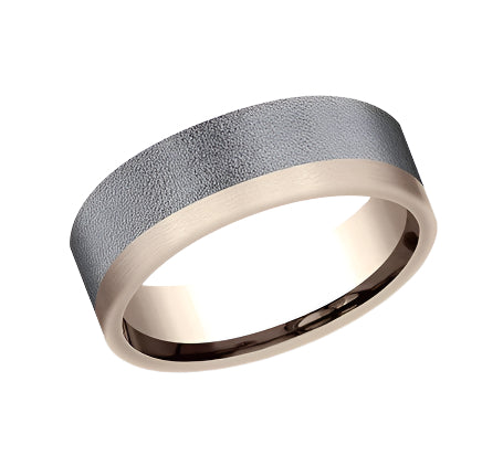 7mm 14KR & Tantalum Band with Wire Brush Finish