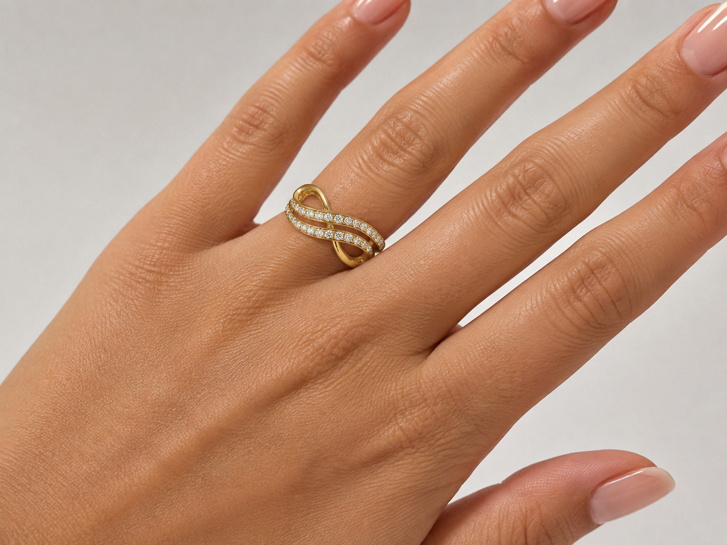 14K Double Infinity Diamond Ring