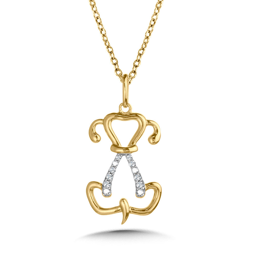 Diamond Dog Pendant Necklace in 10KY