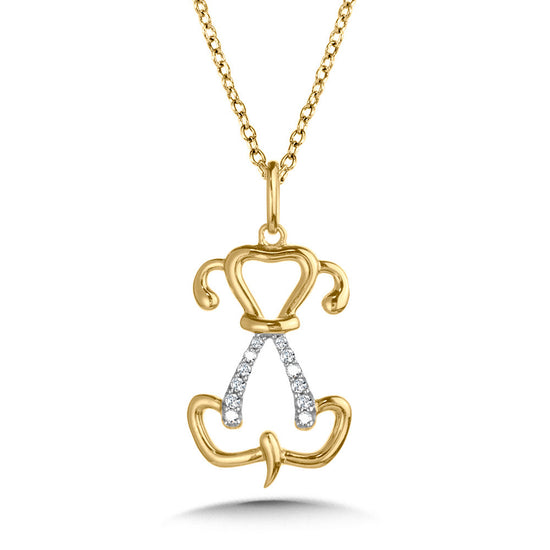 Diamond Dog Pendant Necklace in 10KY