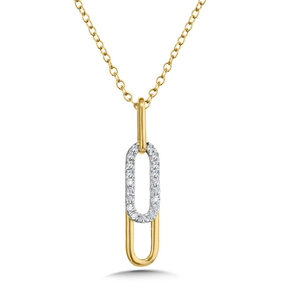 Diamond Paperclip Loops Layered Pendant Necklace in 10KY