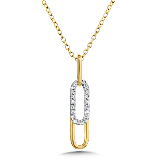 Diamond Paperclip Loops Layered Pendant Necklace in 10KY