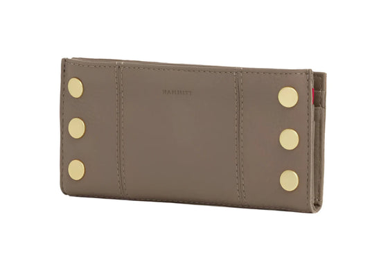 110 NORTH Bifold Wallet in Sculpted Taupe/ Gold