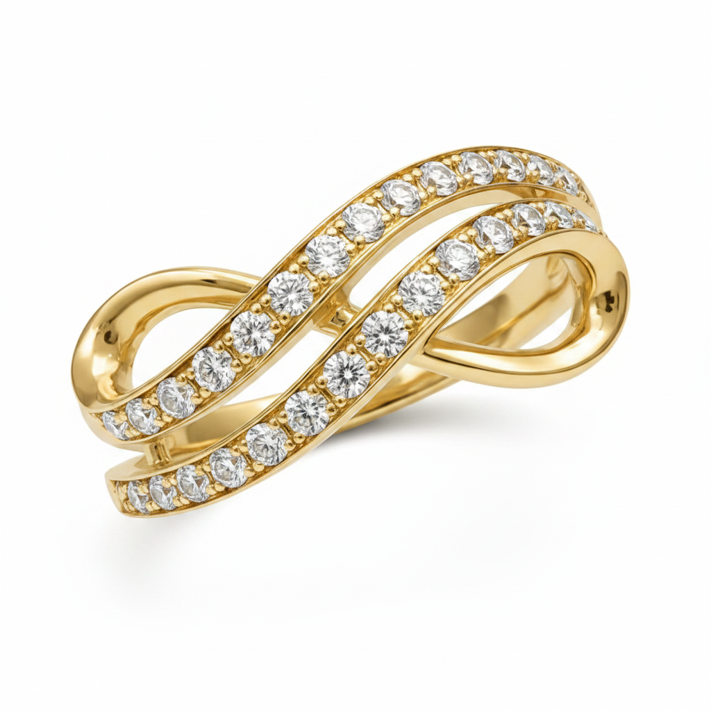 14K Double Infinity Diamond Ring – Diagonal Angle