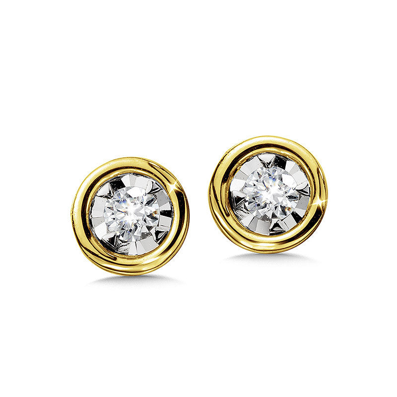 1/10ct Bezel-Set Diamond Stud Earrings in 14KY