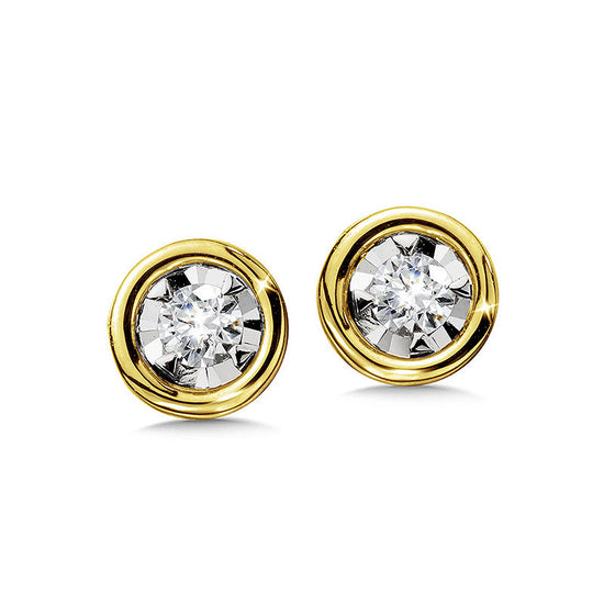 1/10ct Bezel-Set Diamond Stud Earrings in 14KY