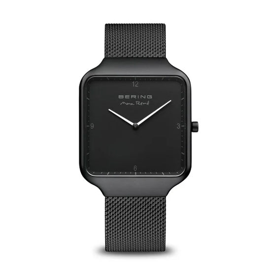 Men's Max Rene' Square Faced Watch with Changeable Band in Solid Black