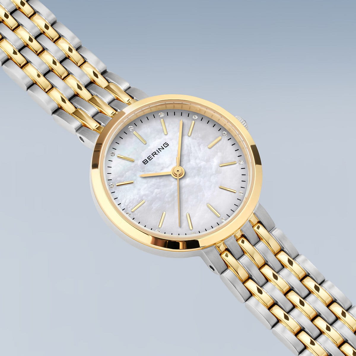 Ladies Mother of Pearl Watch with a Two Tone Band