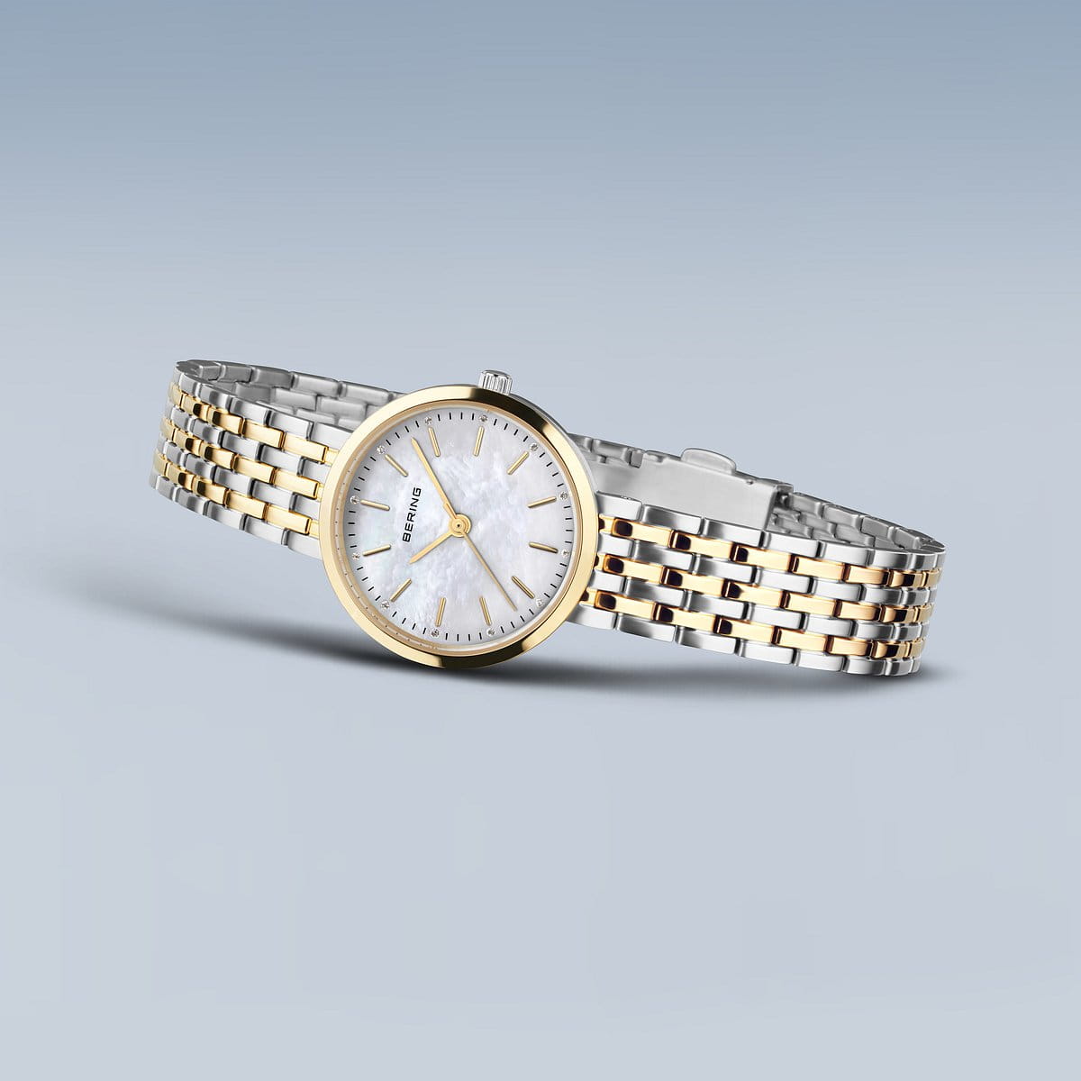 Ladies Mother of Pearl Watch with a Two Tone Band