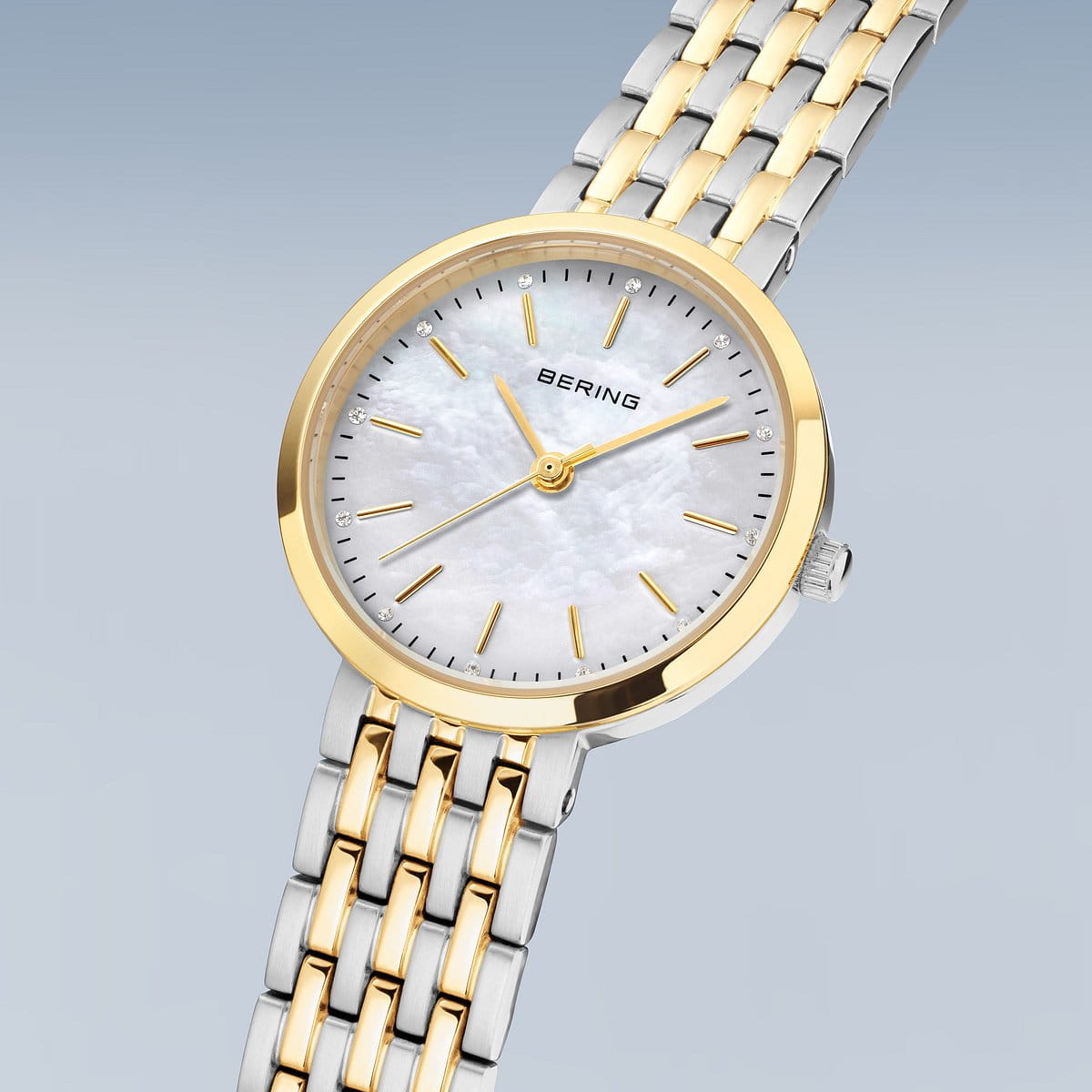 Ladies Mother of Pearl Watch with a Two Tone Band