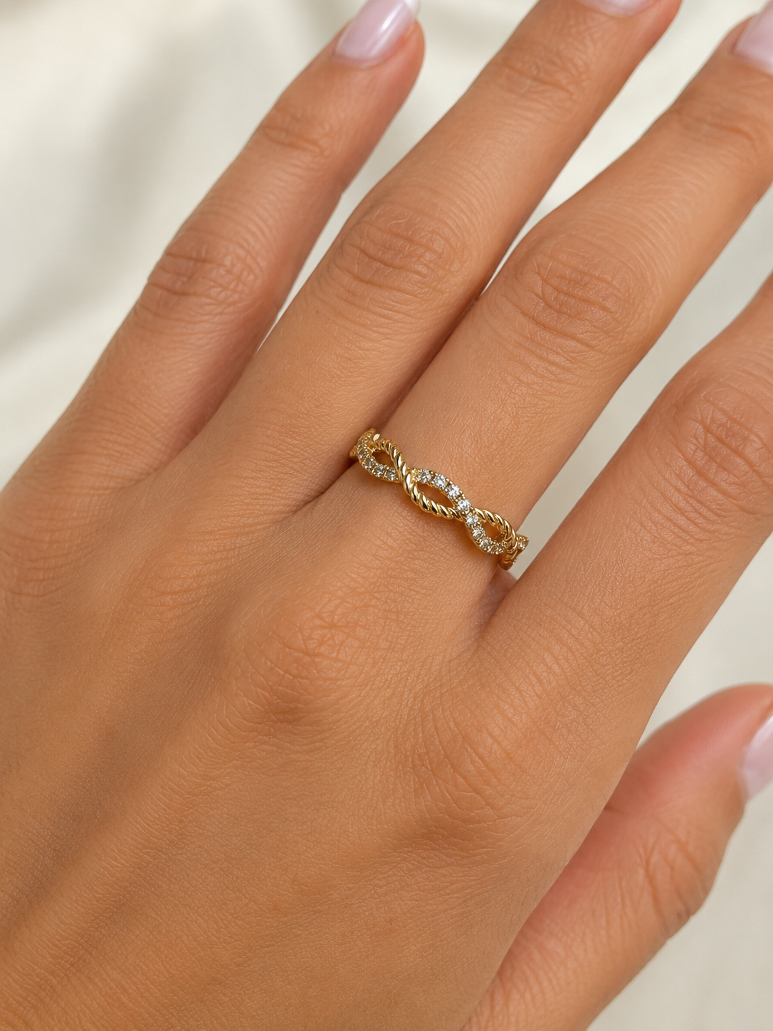 14K Twist Diamond Rope Band