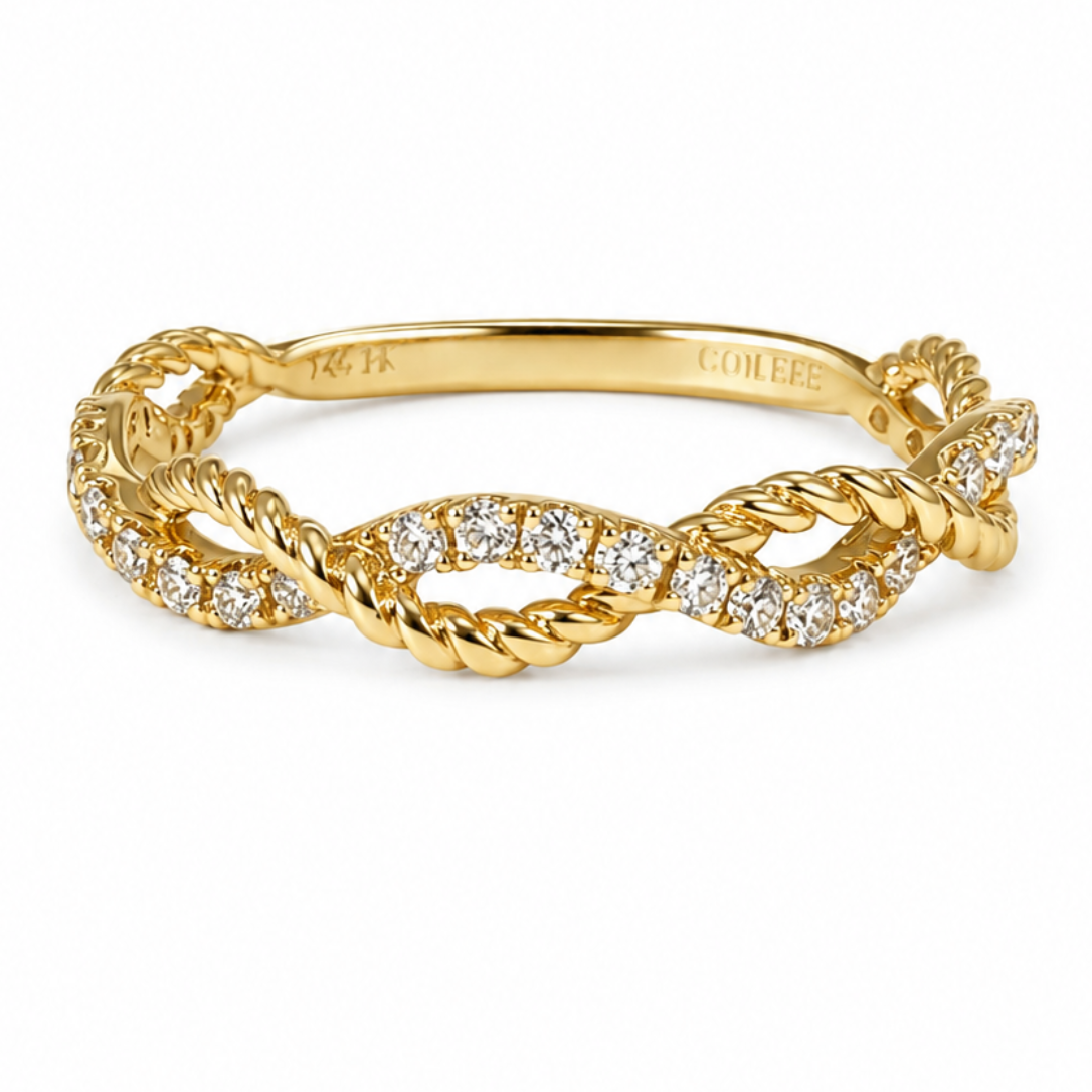 14K Twist Diamond Rope Band