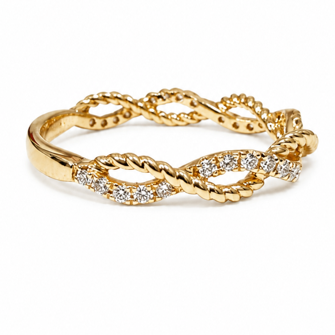 14K Twist Diamond Rope Band