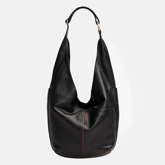 Load image into Gallery viewer, TOM ZIP Shoulder Bag in Black/ Gold with Red Zipper
