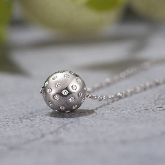 Pickleball Baby Belle BLING Ball Silver Necklace