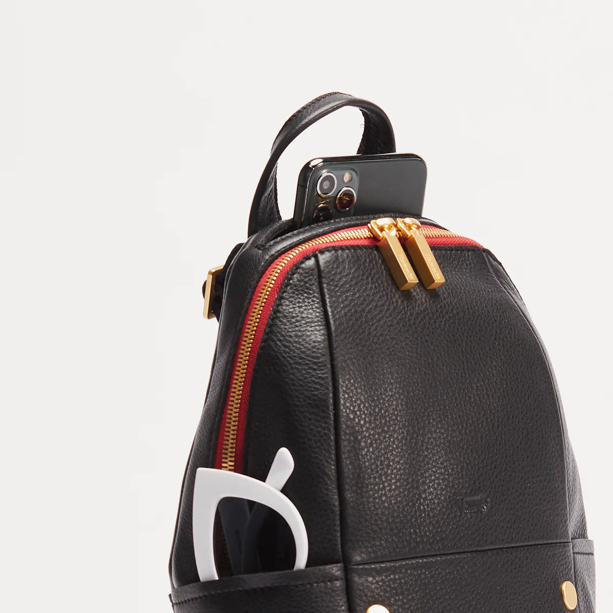 HUNTER MED Backpack in Black/ Gold with Red Zipper