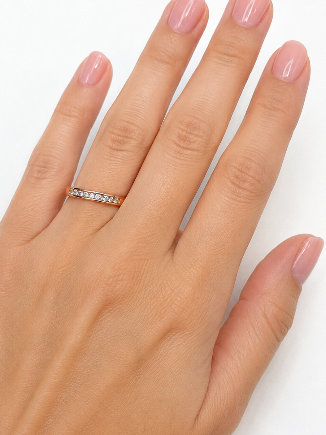 Custom Channel Set Diamond Band in 14K Rose Gold 0.48ctw