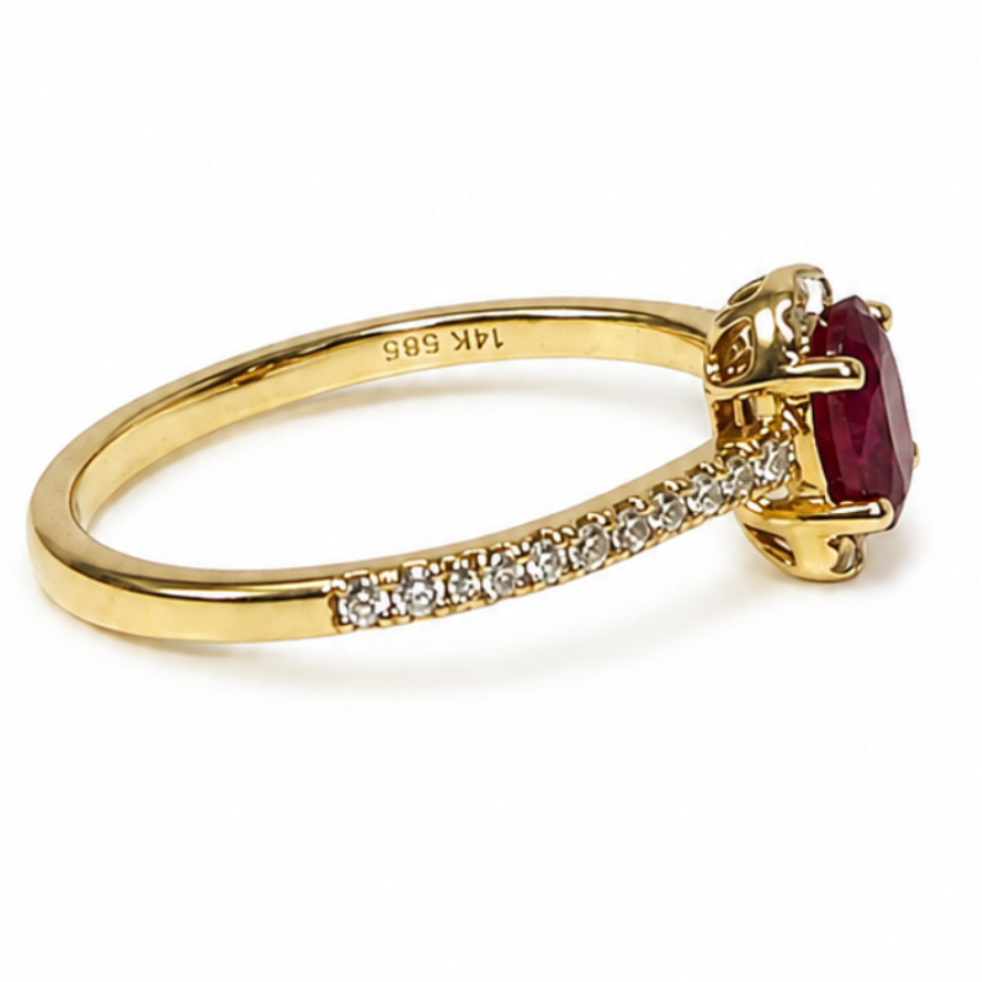14K Oval Ruby and Diamond Ring