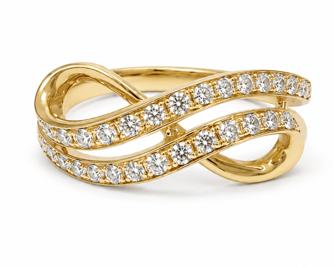 14K Double Infinity Diamond Ring