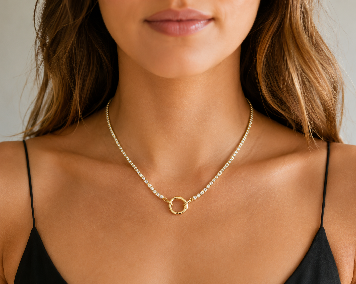 Sparkle Chain Charm Connect Necklace in Gold