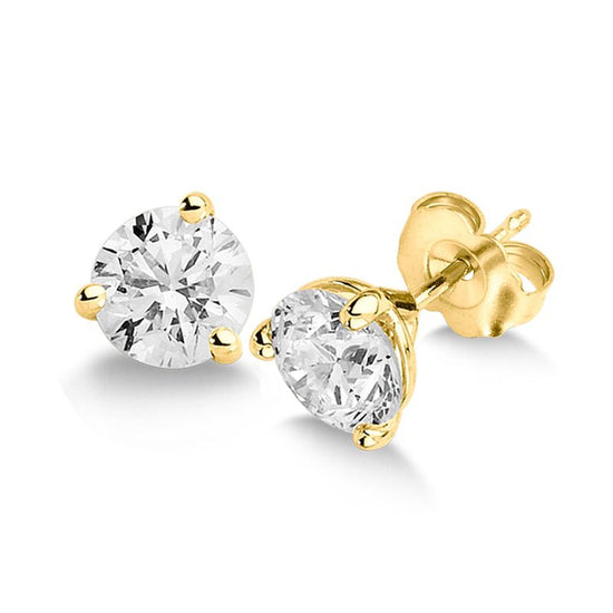 1.5ct Round Martini-Set Lab-Grown Diamond Stud Earrings in 14KY