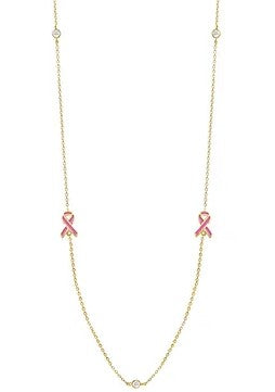 14KY Pink Ribbon Necklace