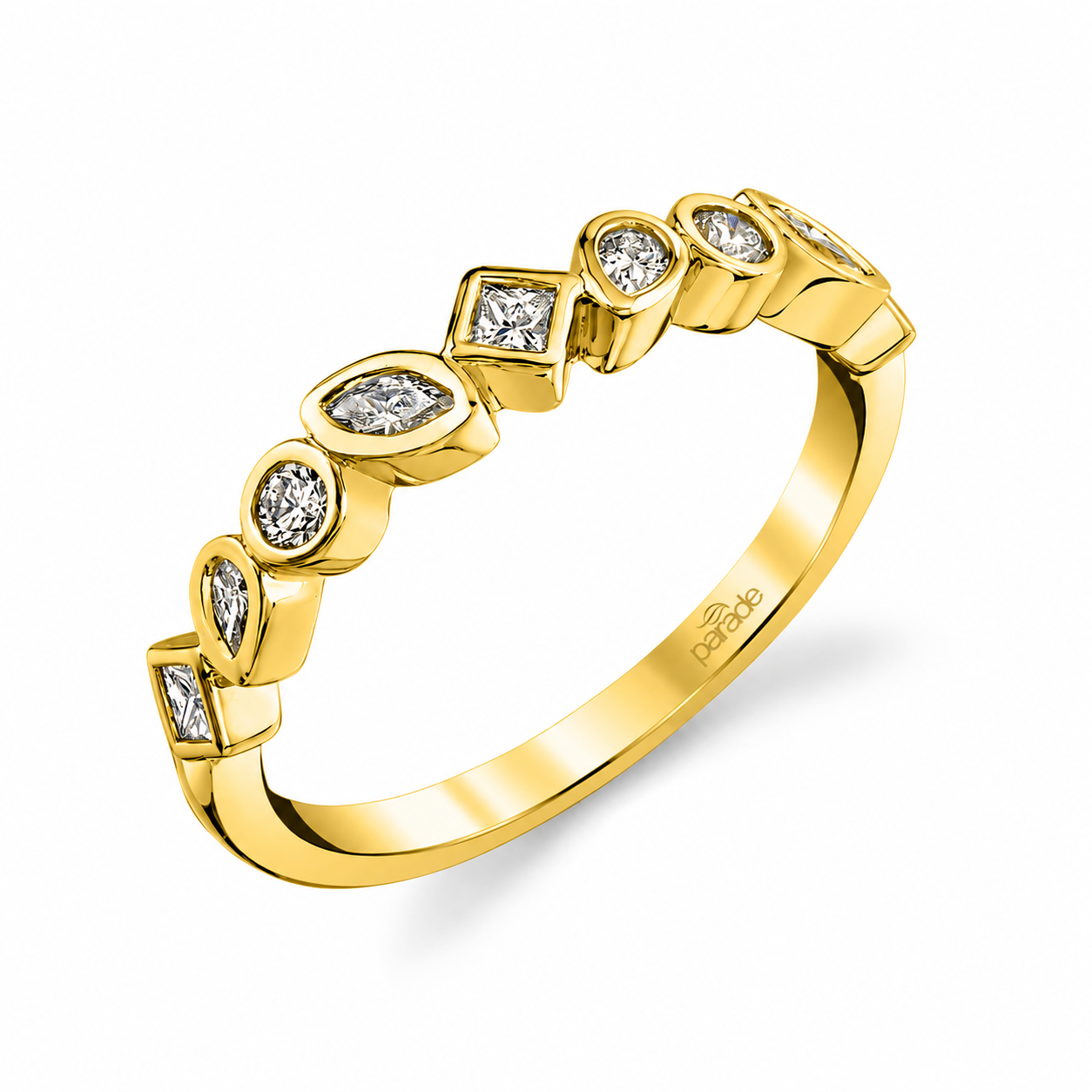 Multi Shapes Diamond Band in 14K Yellow Gold