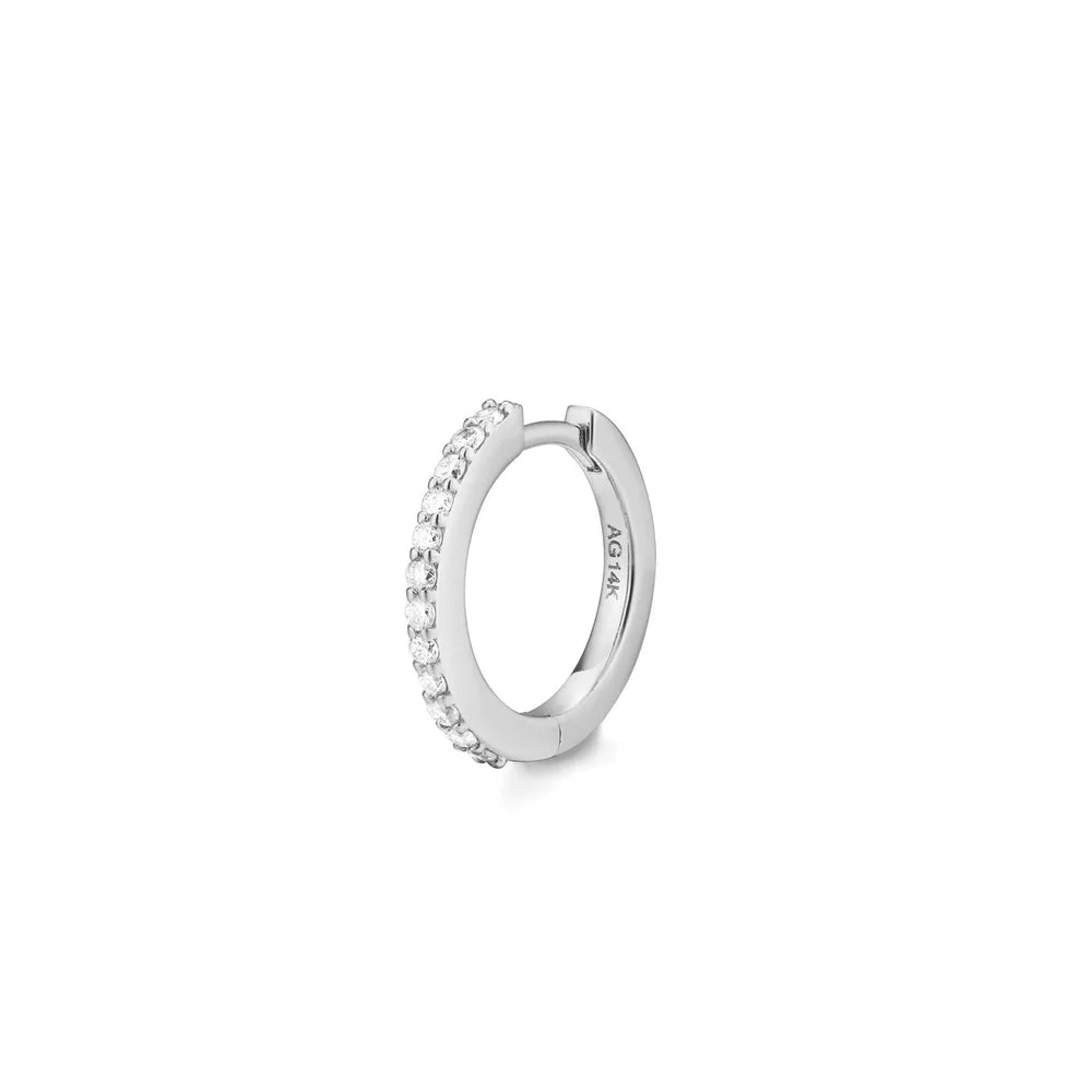 Ola Diamond Pave Single Huggie Earring in 14KW